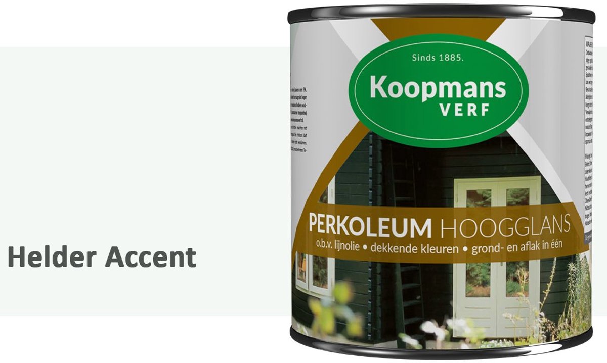 Koopmans Perkoleum Hoogglans Dekkend – Helder Accent – 750 ml – Dekkende Beits Buiten – Schutting, Gevel & Tuinhout