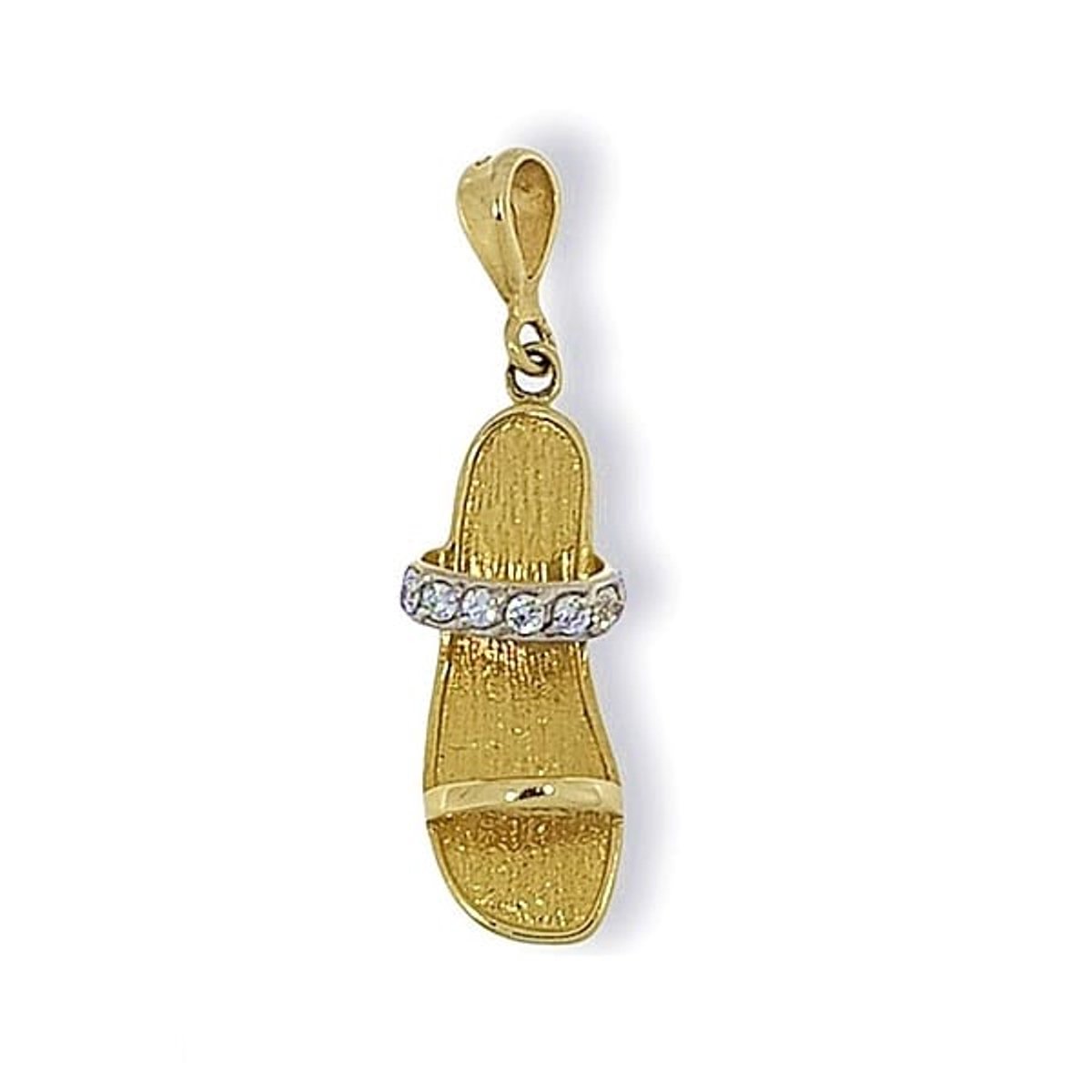 Gouden Slipper Hanger Zirkonia 14 karaats