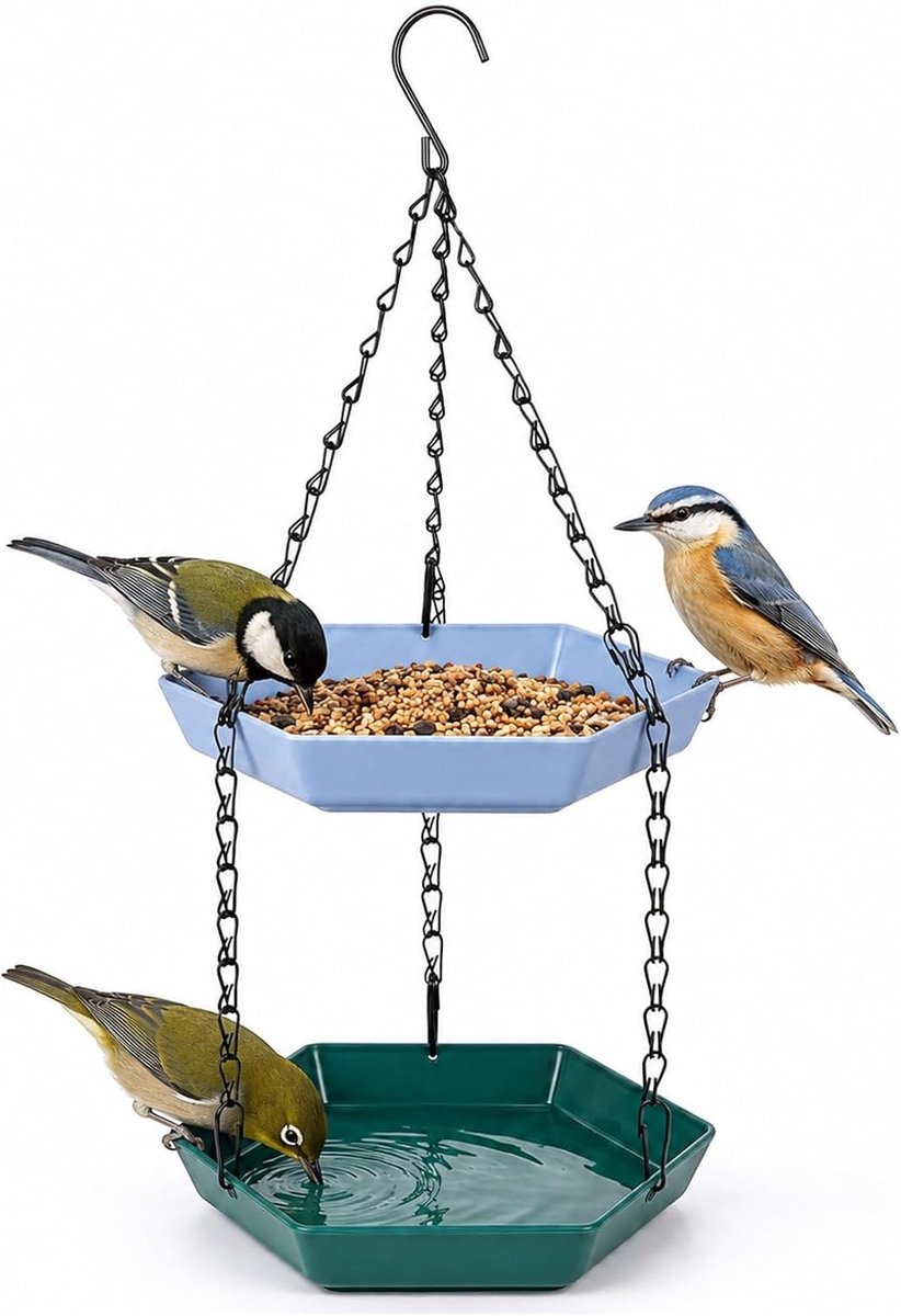 Hangende Vogel Drinkbak - Hexagonale Plastic Voederbak voor Tuin, Balkon en Patio - Ideaal voor Vogels en Tuinieren