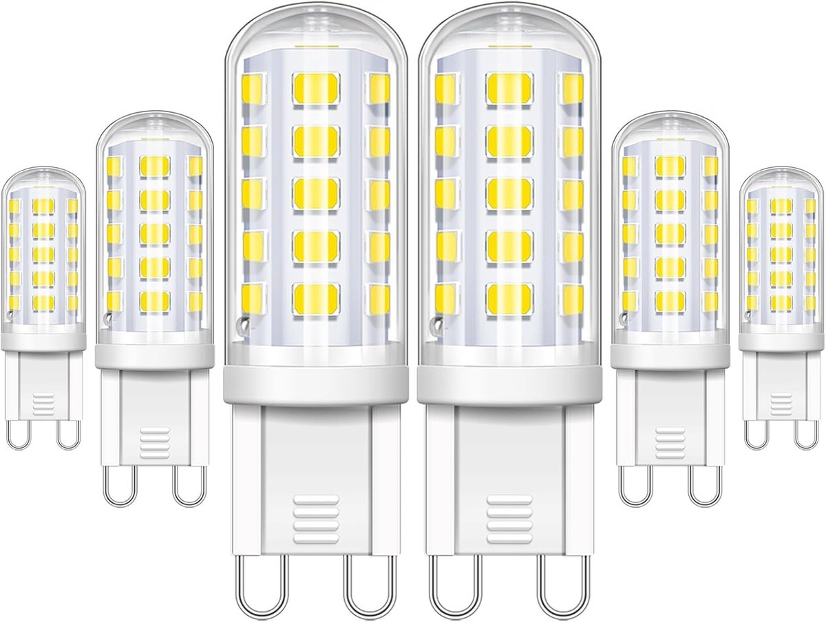 LED G9 Lampen 5W Koud Licht 6000K Vervanging voor 40W Halogeenlamp, Niet Dimbaar, 360 Graden Stralingshoek, Set van 6 voor Woonkamer, Slaapkamer en Gang
