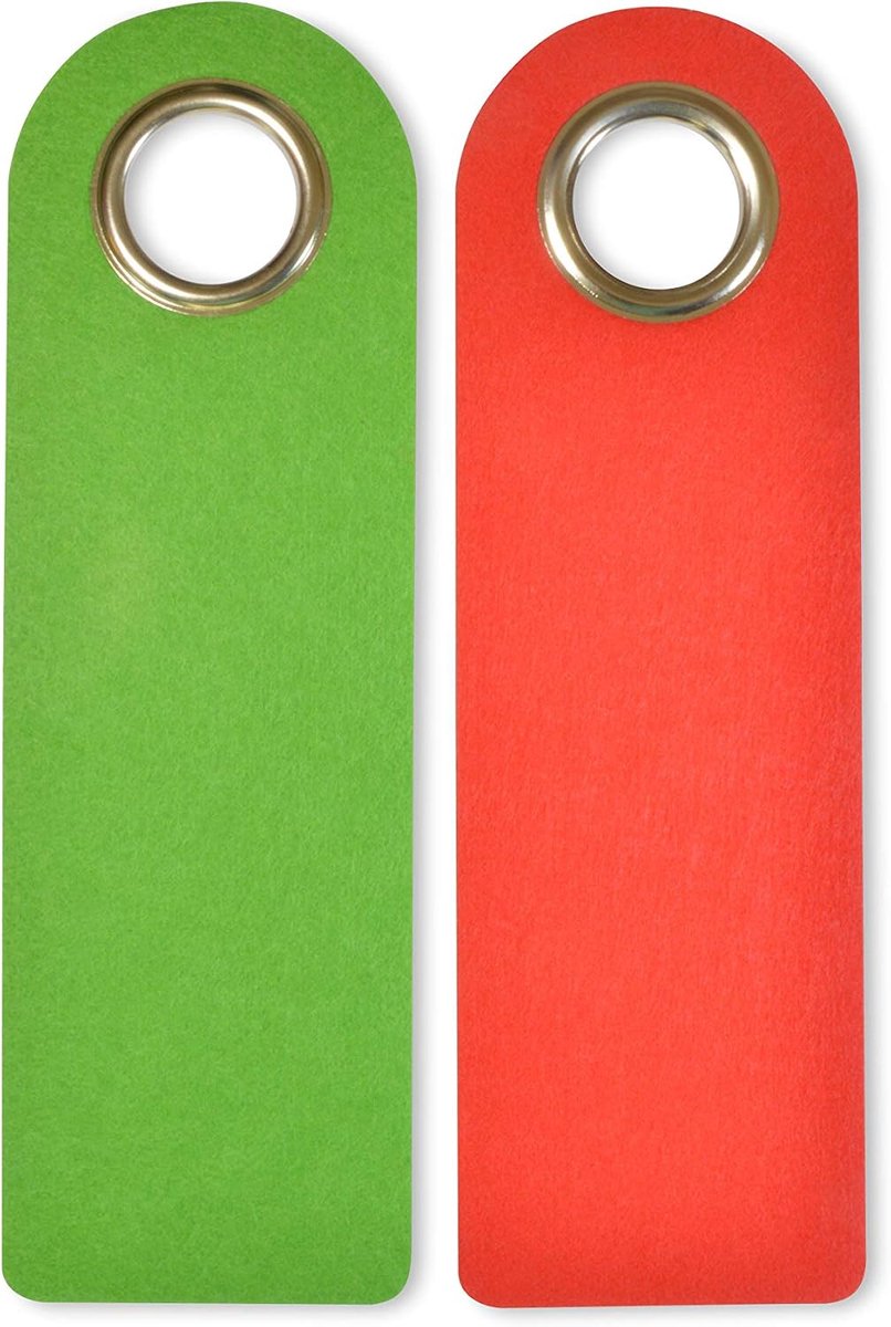 2 neutraal groen & rood leeg/bezet deur borden gemaakt van vilt - Metalen beschermring - Groen & Rood kant - Ideaal voor badkamers, slaapkamers, kantoren en meer - Niet storen teken