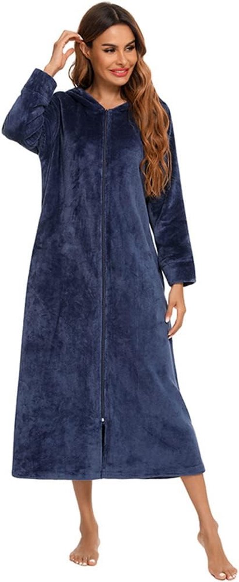 Zip Up Fleece Badjas Pluche Zachte Warme Huisjas