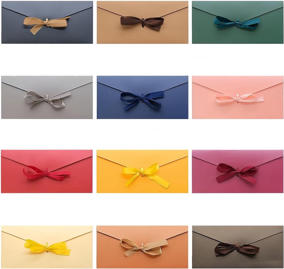 12 stuks kraftpapieren enveloppen met band, doe-het-zelf enveloppen voor cadeaubonnen in vintage-stijl, voor handgemaakte uitnodigingen, kaarten, wenskaarten, bruiloft, verjaardag