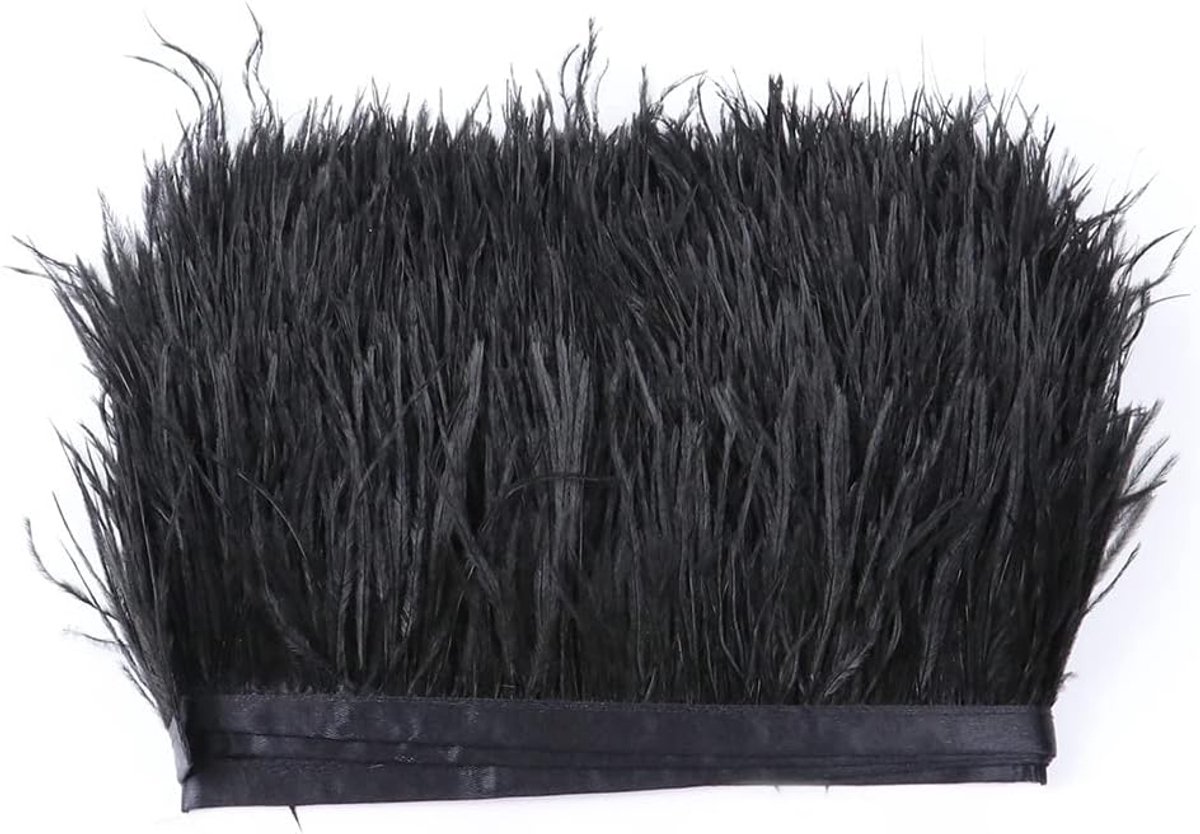 Struisvogelveren stoffstroken, verenfranje band, struisvogelveren-bies, franjes met satijnen lint voor dromenvanger knutselwerk, kostuums, hoeden, knutselen, huisdecoratie, Halloween, DIY
