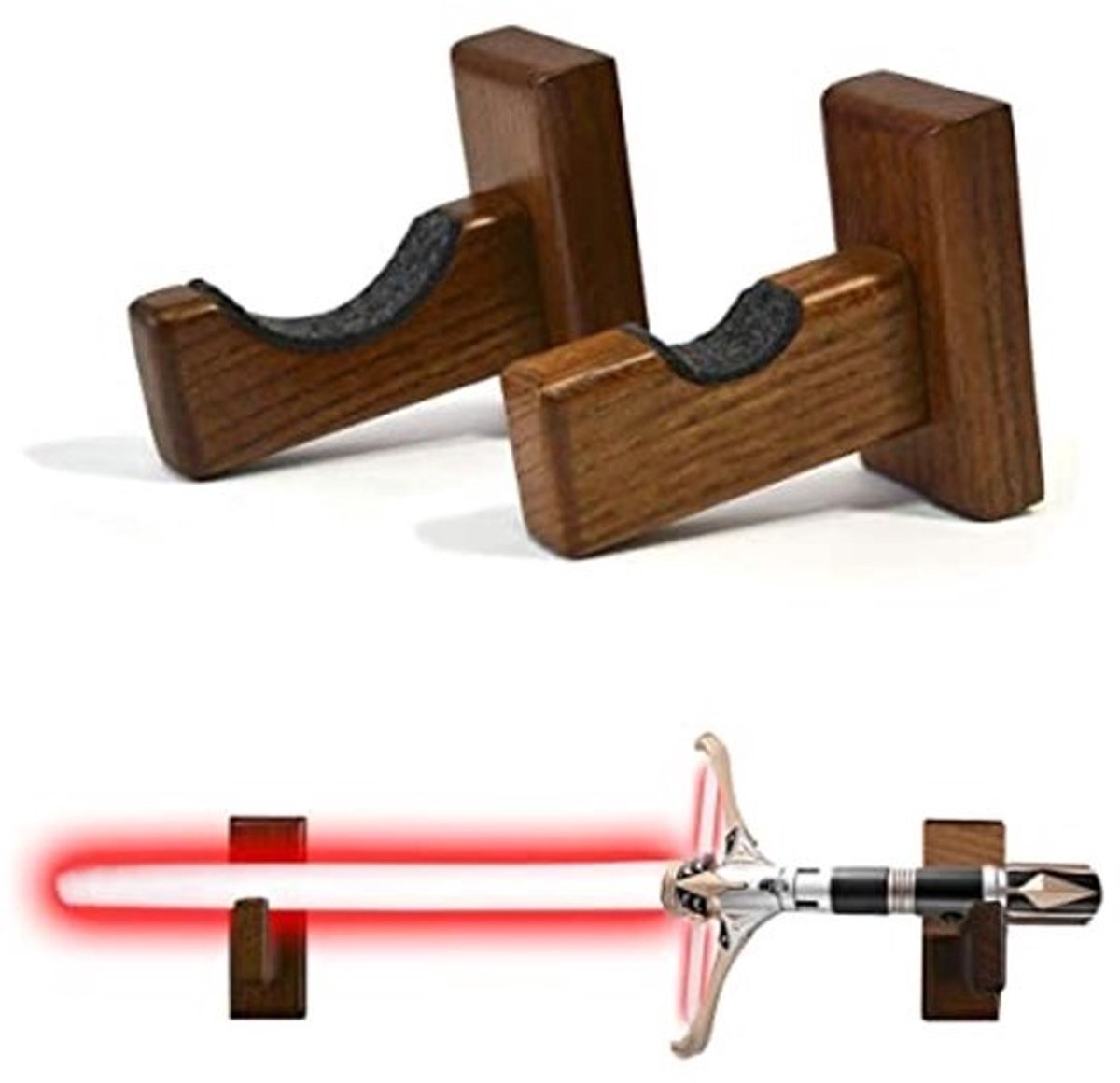 Houten Wandhouder voor Lichtzwaarden - Horizontale Display
