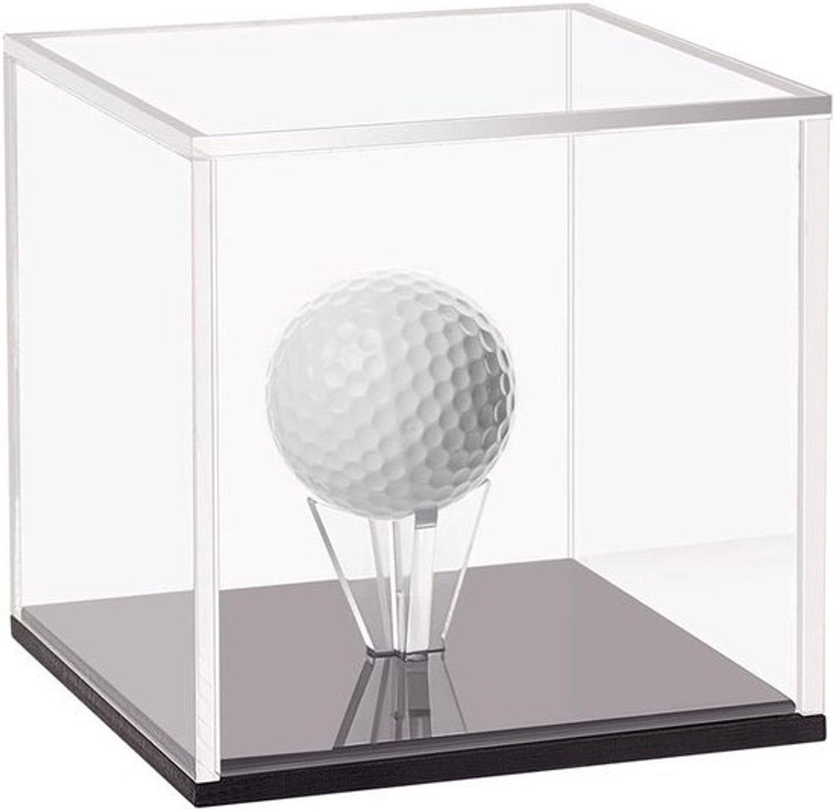 Acrylic Golf Ball Display - 7.5 x 7.5 x 7.5 cm Cube - Transparante Golfbal Case met Zwarte Basis - Opbergdoos voor Individuele Golfballen
