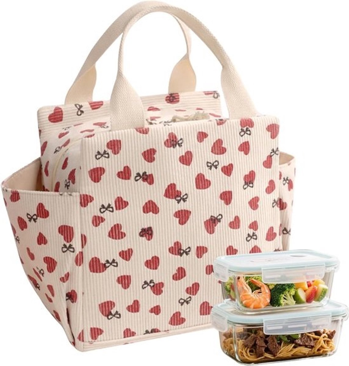Thermische Lunchtas voor Vrouwen en Kinderen, 12L, Grote Capaciteit, Koeltas voor Kantoor, School, Reizen en Picknicks, Beige, Multifunctionele Tas