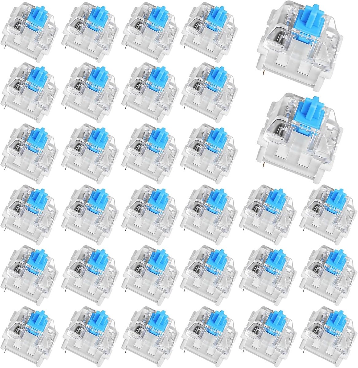 30 stuks blauwe toetsenbordschakelaars, blauwe mechanische schakelaar