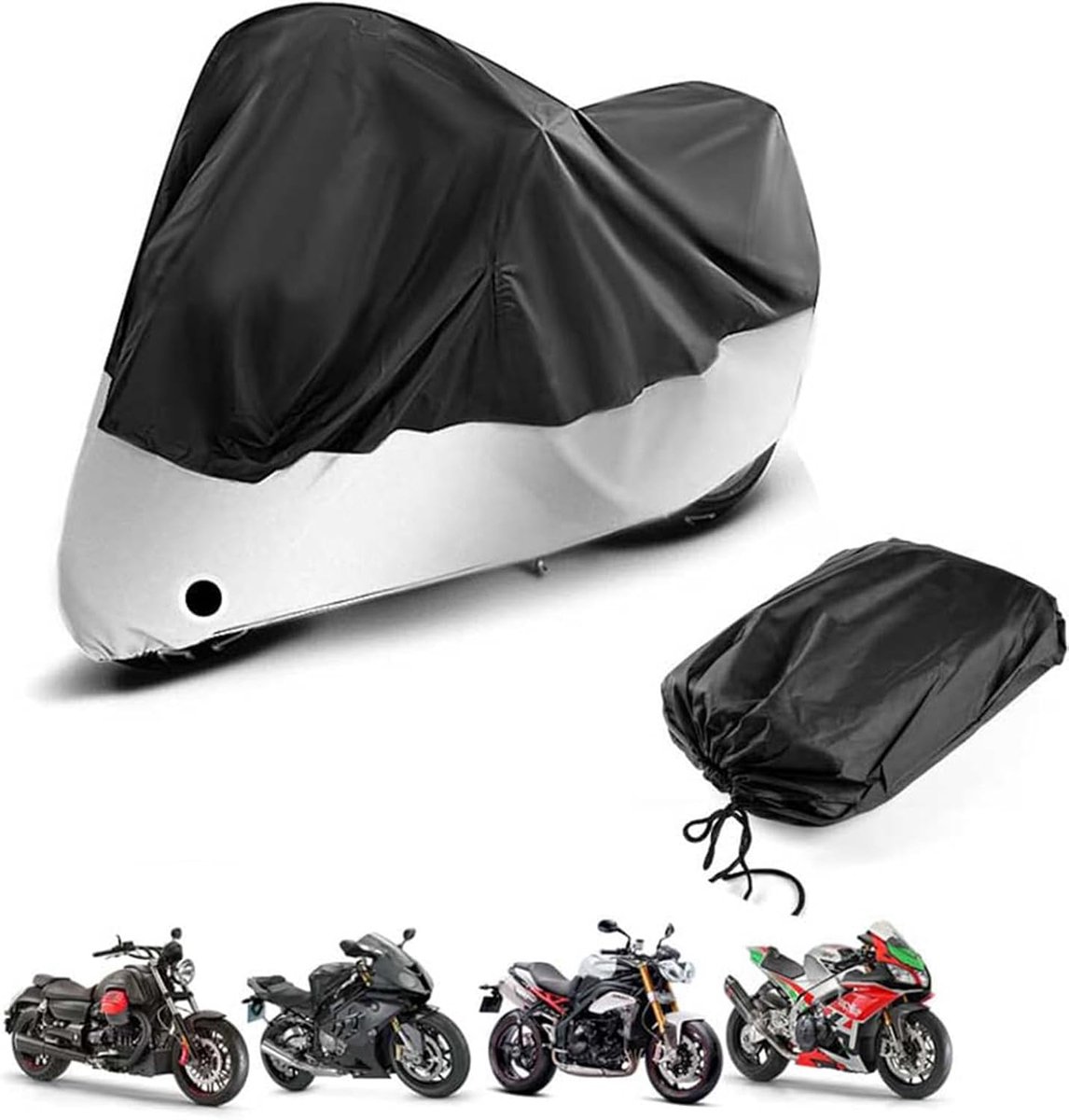 Motorhoes - 230 x 90 x 125 cm - Scooterhoes - Motorhoezen Waterdichte - Scooter Hoes - Motor Hoes - Fietshoes - Motorafdekking - Universeel - Incl Opbergzak - Voor fiets,Hoes Brommer, Scooter & Motor - Zwart