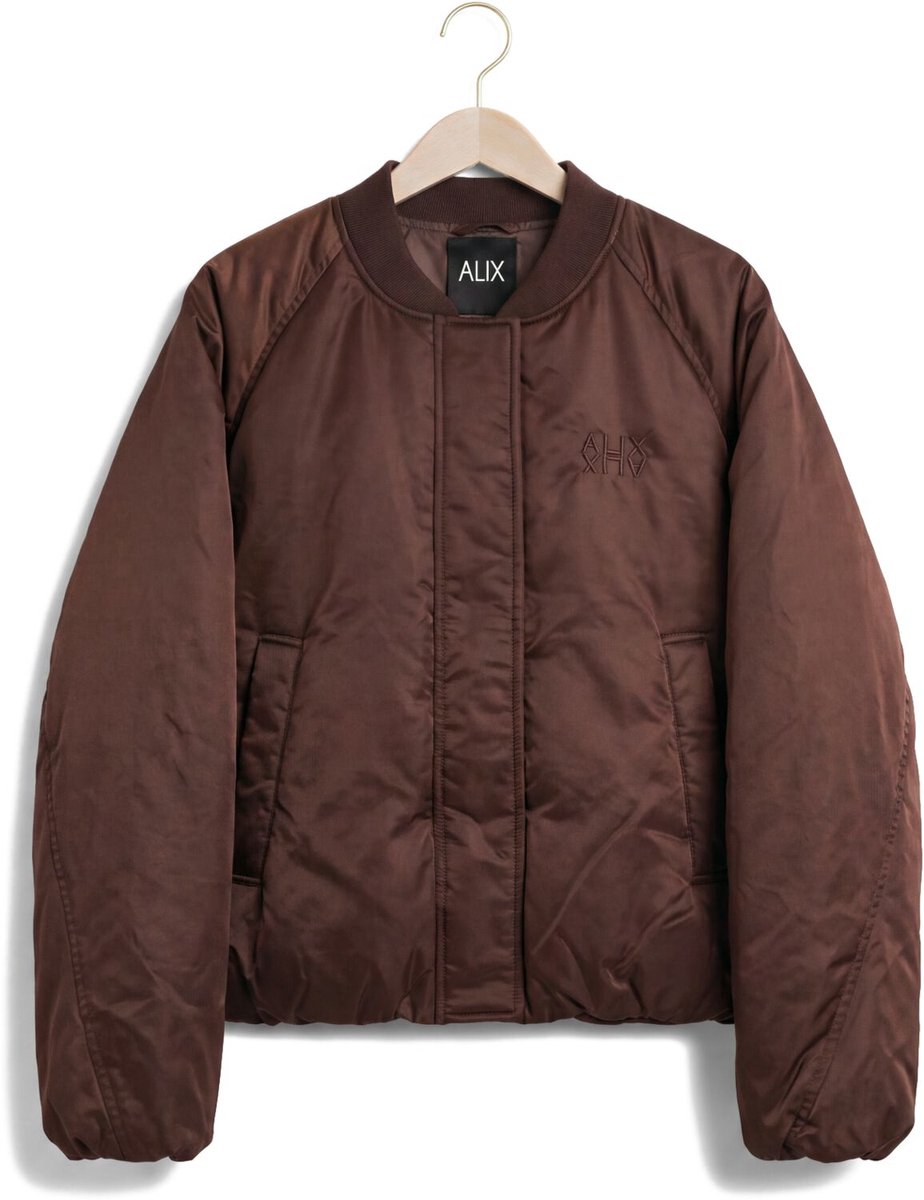 Alix The Label Ladies Woven Nylon Jacket Jassen Dames - Winterjas - Bruin - Maat L