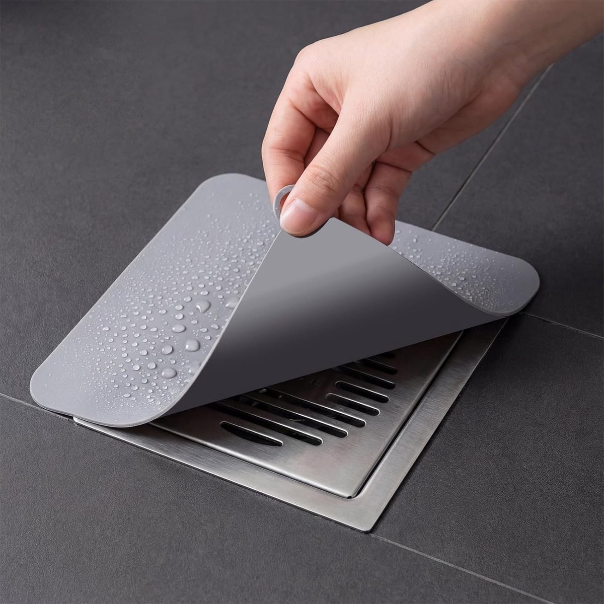 Badkuip cover - Grijs - 20 x 20 cm - Siliconen Afvoerafdekking voor Badkamer en Keuken