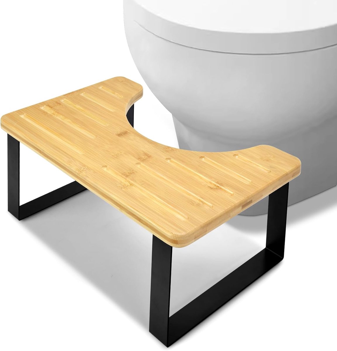 Toiletkruk van hout, Houten kruk，toiletkruk voor volwassenen, van bamboe, opstapkruk, anti-verstopping, gezonde zithouding, badkamerkruk voor volwassenen en kinderen (brown)