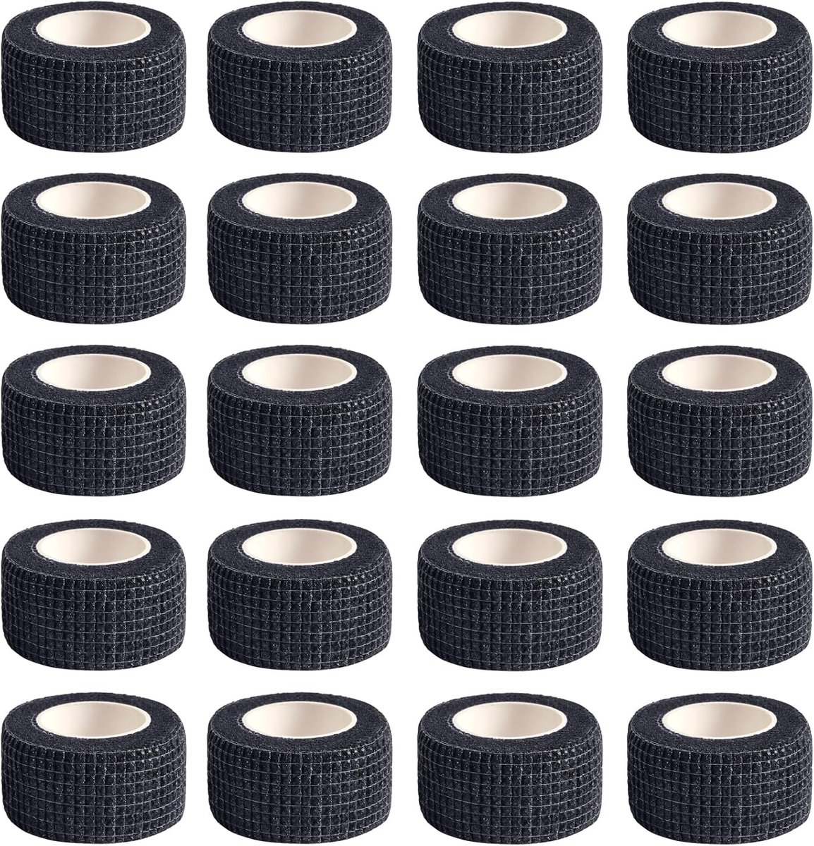 20 rollen zelfklevend verband, 2,5 cm x 4,5 m, zelfklevend elastisch zelfklevend bandage, zwart, elastische band voor gewrichtsfixatie, sportbescherming, dier- en paardenbandages