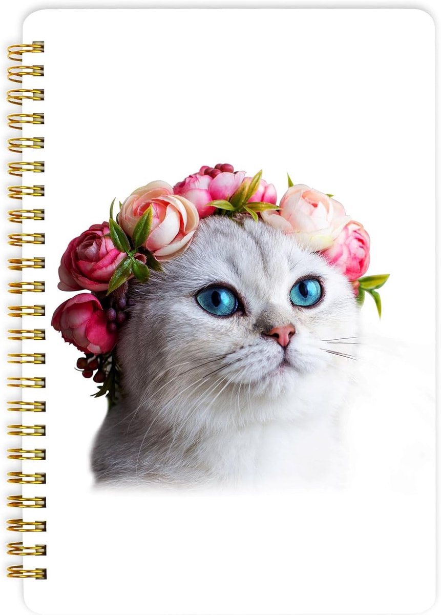 Notebook A5 Ringband, Spiraalgebonden Notitieblok - 160 Pagina's, 100 G/M² Inktvrij Papier, Hardcover Notitieblok Met Insteekvakken, Elastiek Voor Agenda & Bullet Journal (Lapjeskat)