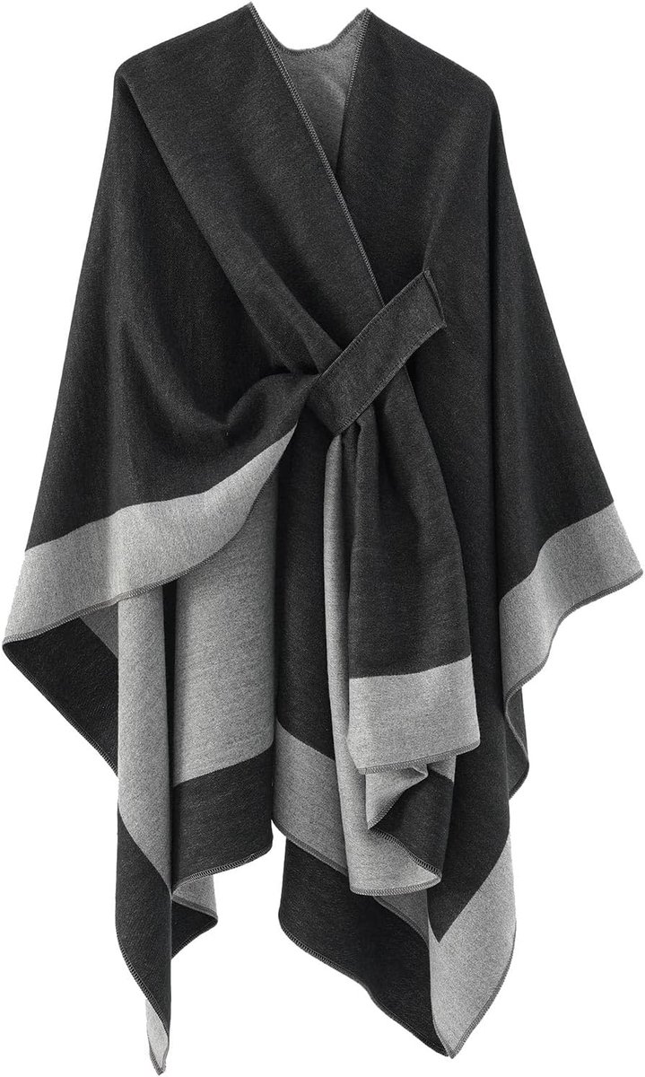 Sjaalwikkels met gekruiste voorkant, elegante gebreide poncho, omkeerbaar, oversized, gebreide cape-deken, warme wintersjaal, vest voor avond