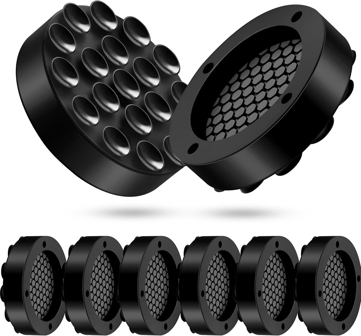 Trillingsdempers wasmachine - Wasmachine pootjes - Antivibratie pads - Witgoed accessoires - Geluidsdemper - Wasmachine verhoger - Anti slip mat - Droger accessoires - Trillingsdemper - Vloerbescherming - Demper wasmachine - Zwart - 8 stuks