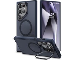 Beeasy voor Samsung Galaxy S24 Ultra Hoesje, MagSafe Compatibel, Schokbestendig Militaire Kwaliteit, met Standaard, Dunne Slanke Beschermhoes 6.8 Inch, Doorzichtig Zwart