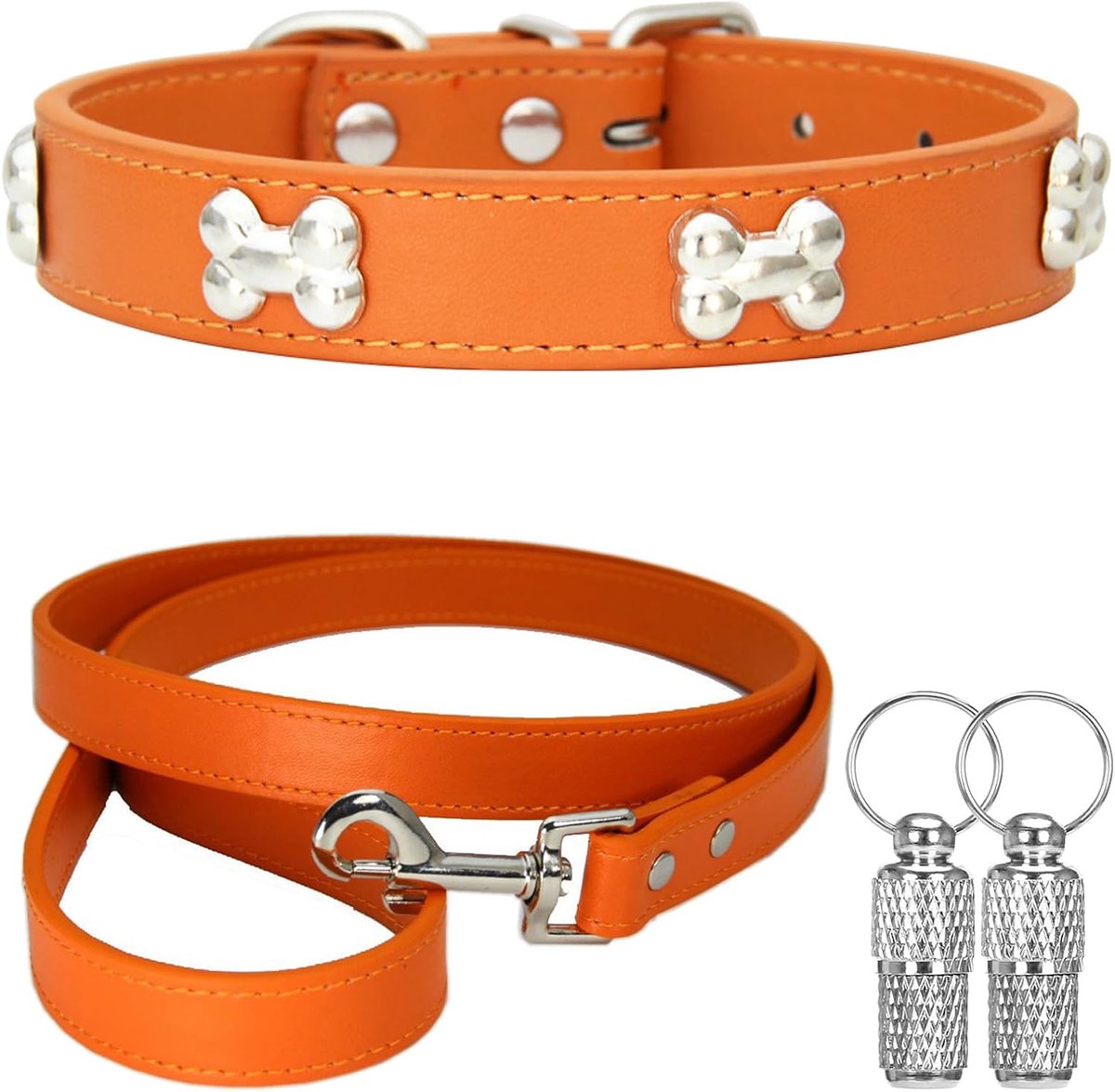 Halsband en riem, hondenhalsband van metaal, geschikt voor kleine en middelgrote honden en katten