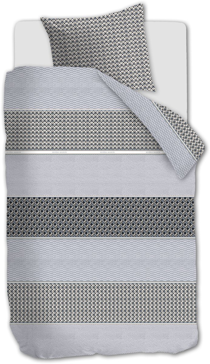 Rivièra Maison Lawrence dekbedovertrek - Eenpersoons - 140 x 200/220 cm - Blauwgrijs van Riviera Maison — afbeelding 2