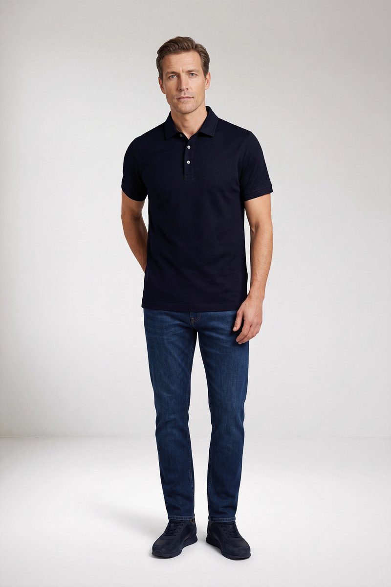 Baileys Polo Solid Collor Cotton Blend Navy / male