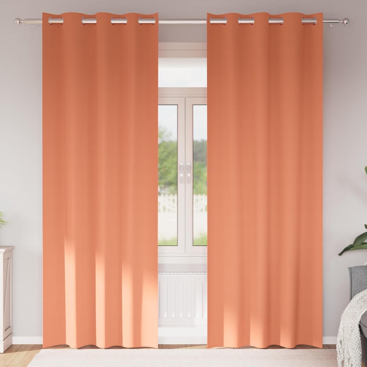2 stuks, terracotta, 260 x 140 cm, polyester, lichtbescherming, slaapkamer, woonkamer, handmatige bediening, montage binnen en buiten