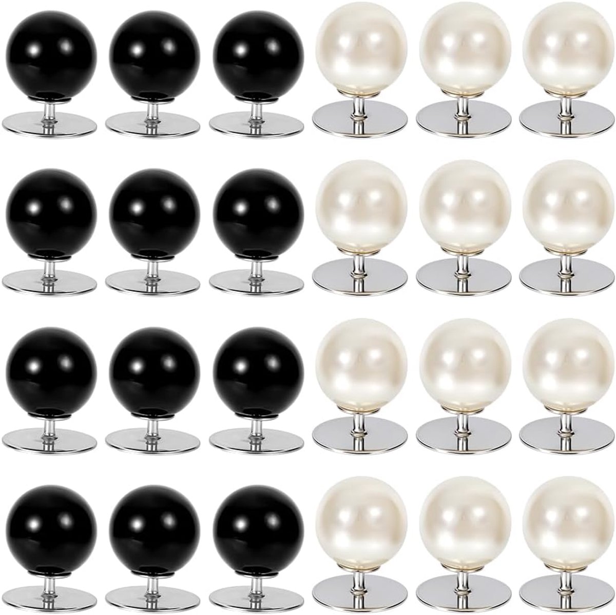 Knopen 10 mm geen naai-broche pinnen 2 kleuren ronde knop zwart witte klinknagels verwijderbare vaste knop met naaldbedekking parelspelden voor wollen truien shirt jurk jas