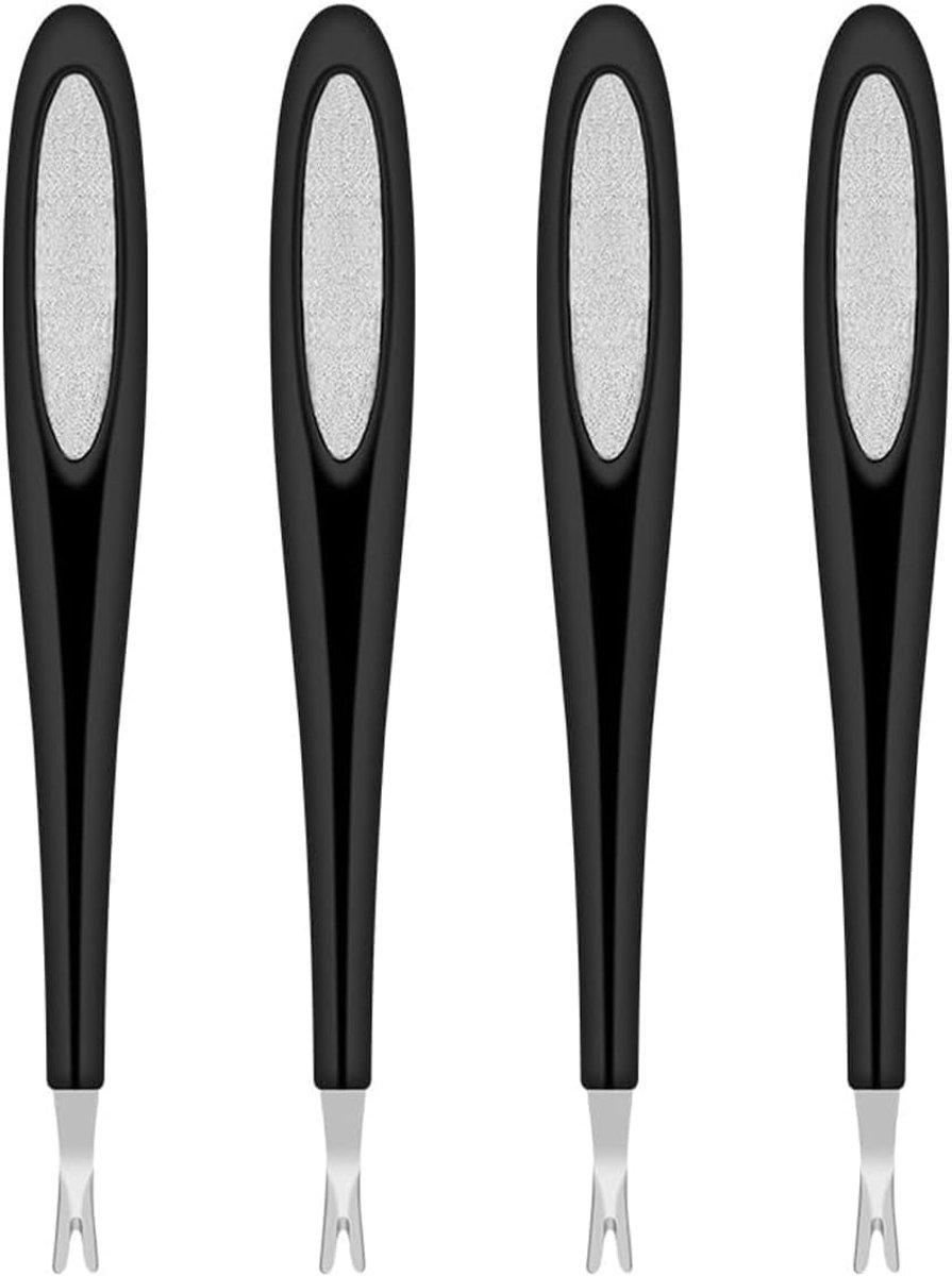 4 stuks 2-in-1 roestvrijstalen spatel, nagelriemschuiver met nagelvijl, nagelriemtrimmer voor manicure en pedicure voor thuis- en salongebruik (zwart)