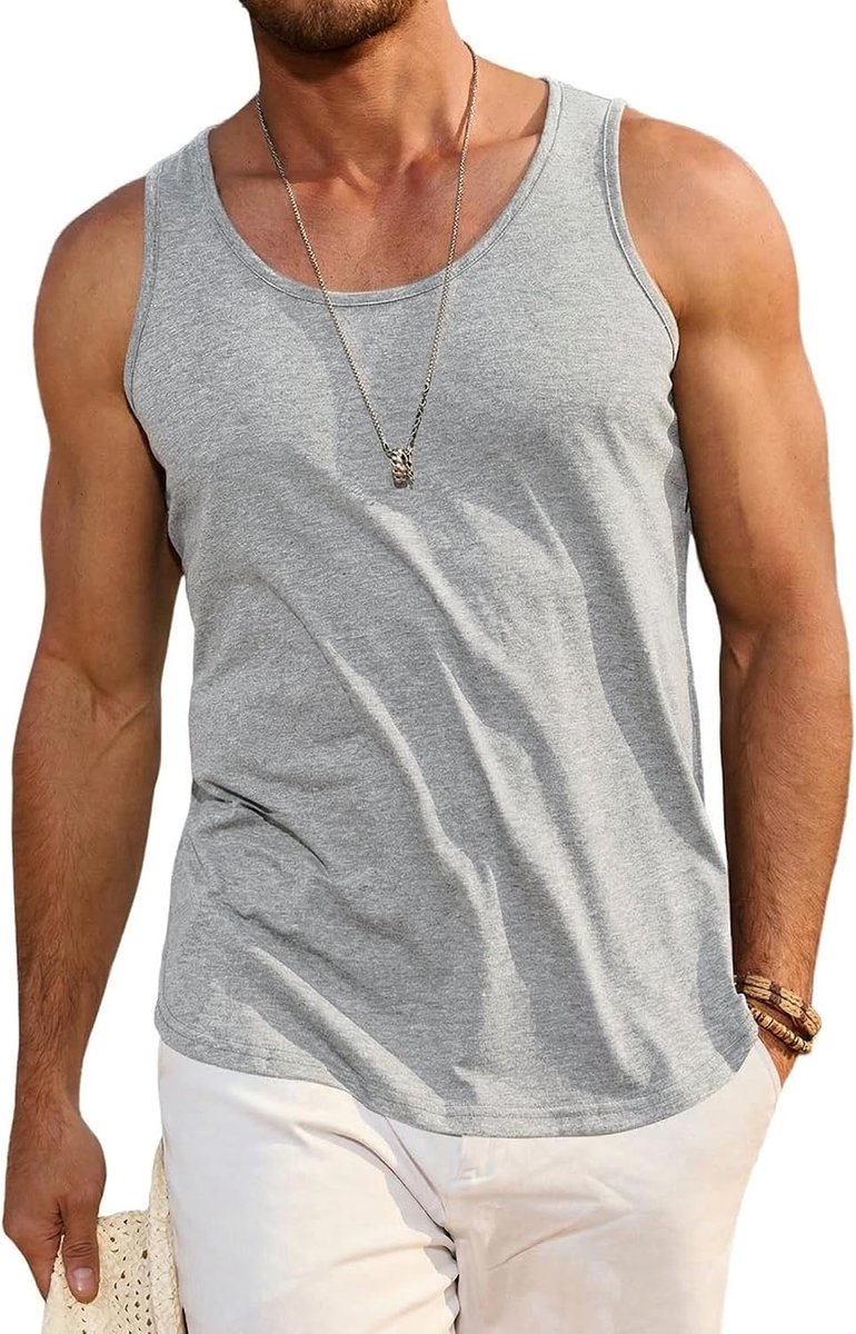 Tanktop voor heren, katoen, ronde hals, mouwloos, ademend, sportief, T-shirt voor sportschool, training, fitness, bodybuilding, basketbal, S-3XL