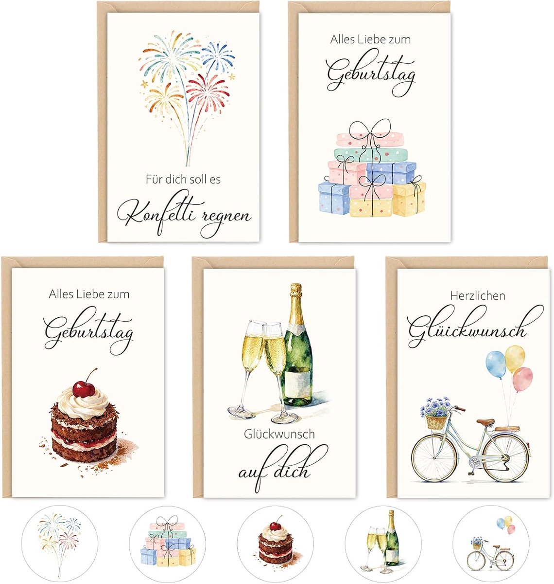 Wenskaarten met enveloppen stickers