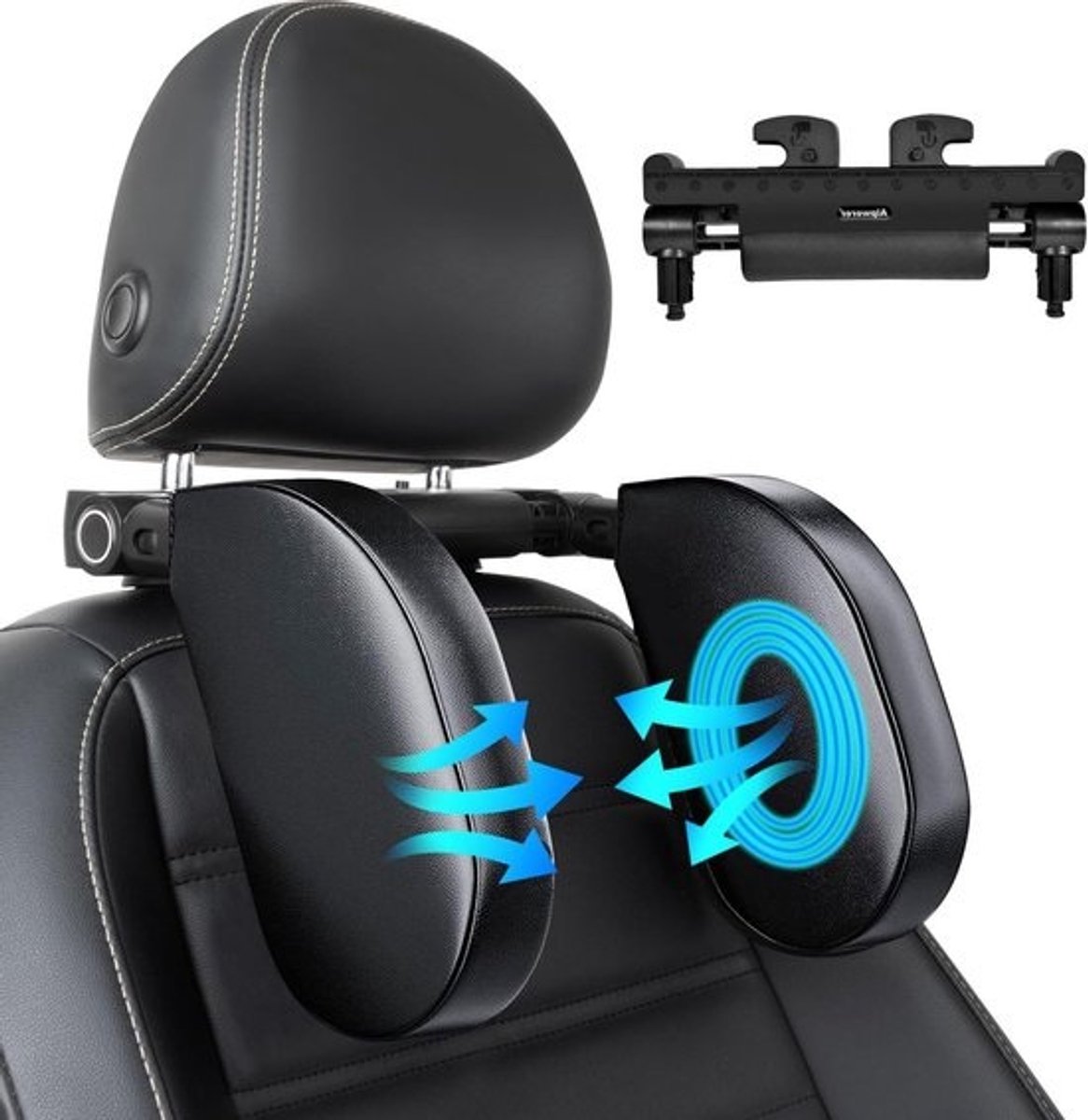 Neksteun voor auto - Hoofdsteunkussen - comfortabel reizen - 180 graden verstelbaar - universeel - zwart