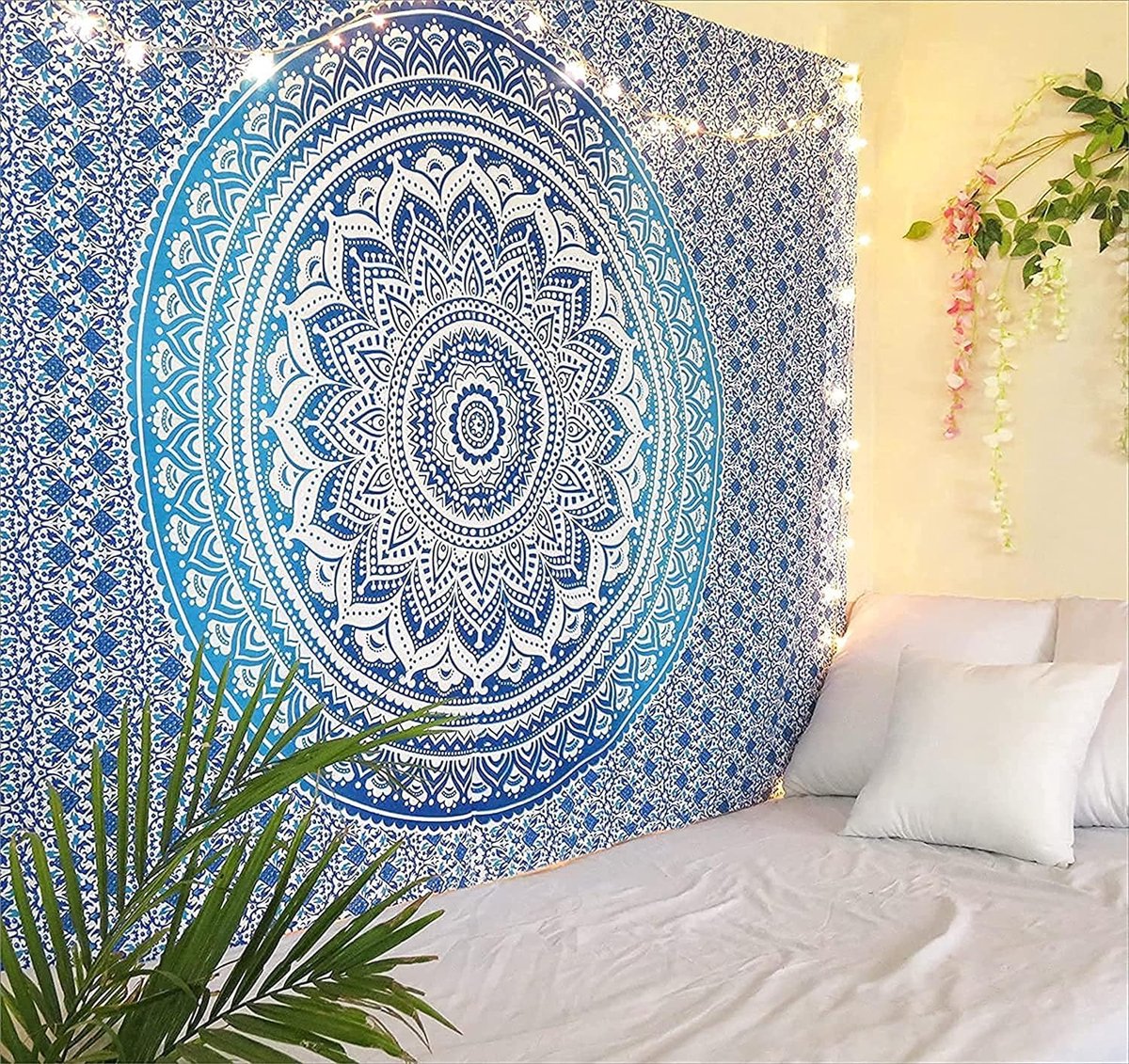 Wandtapijt wandkleed 228 x 213 cm Blue Large Ombre Bohemian Dorm Decor Boho Beach Gooi Wandtapijten