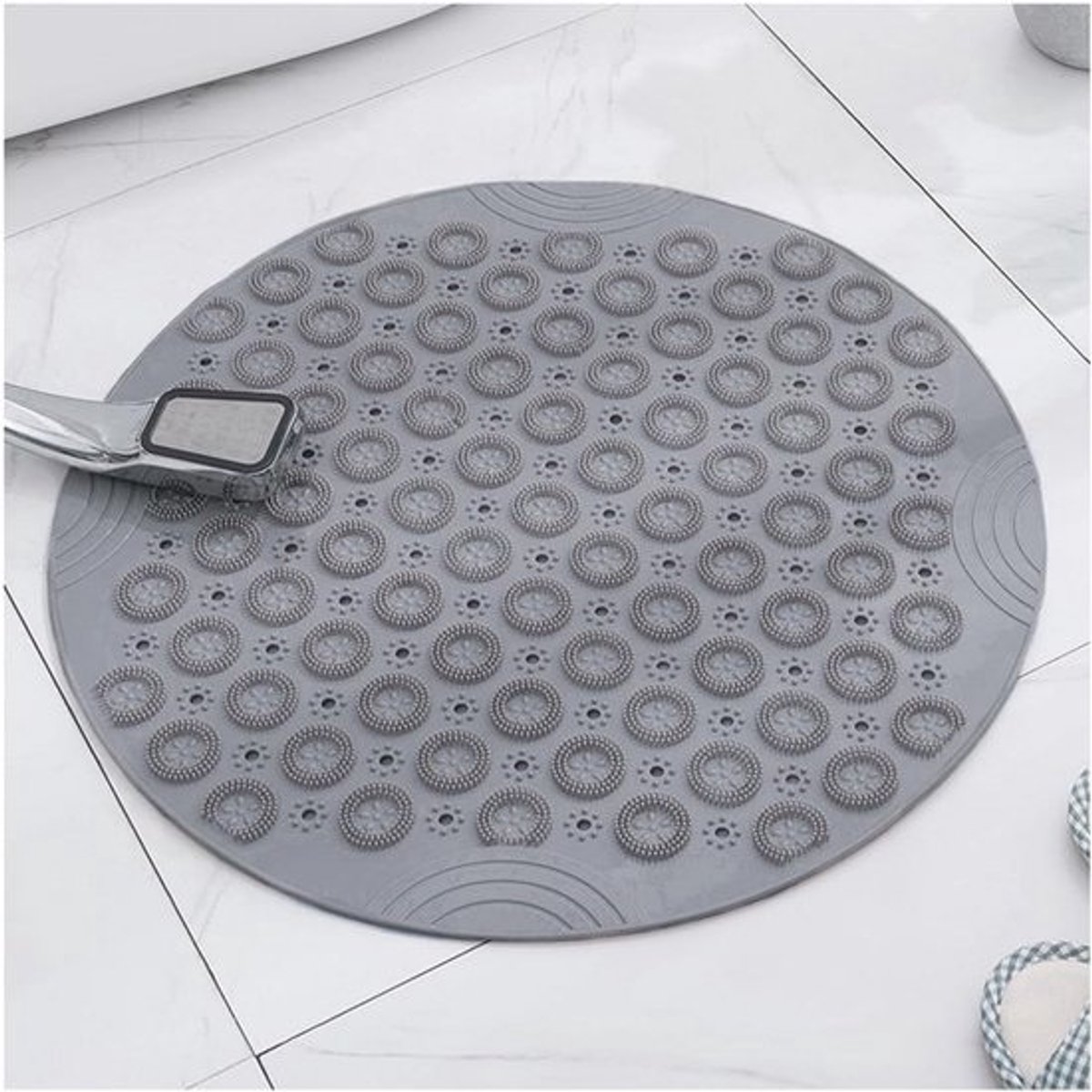 Ronde Antislip Douchemat 55 x 55 cm - Badkamermat met Zuignappen en Machinewasbaar