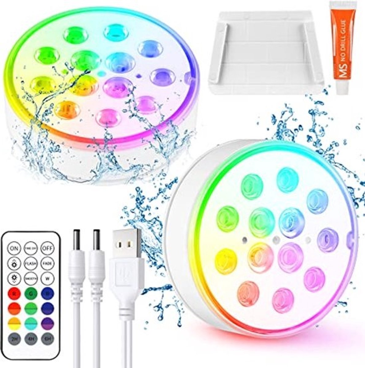 Dompelbare LED Zwembadverlichting met Afstandsbediening - Waterdicht en Oplaadbaar