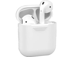 Hoesje - Geschikt voor Apple Airpods 1 - Siliconen Hoes met Clip - Silicone Case Cover - Transparant