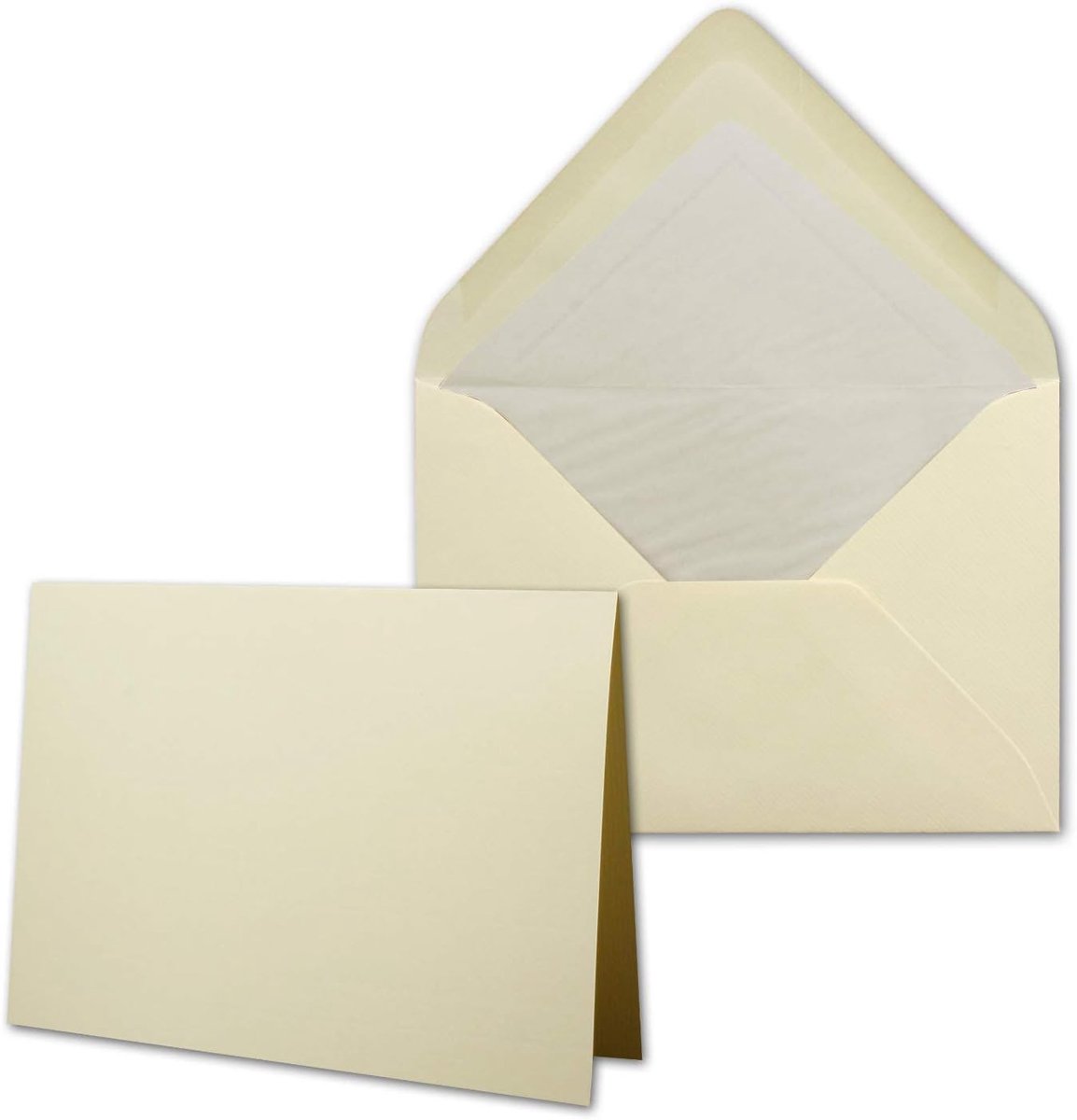 25 sets - groot kaartenpakket met 25 vouwkaarten & 25 enveloppen DIN B6 in crème-chamois - GerIPPT