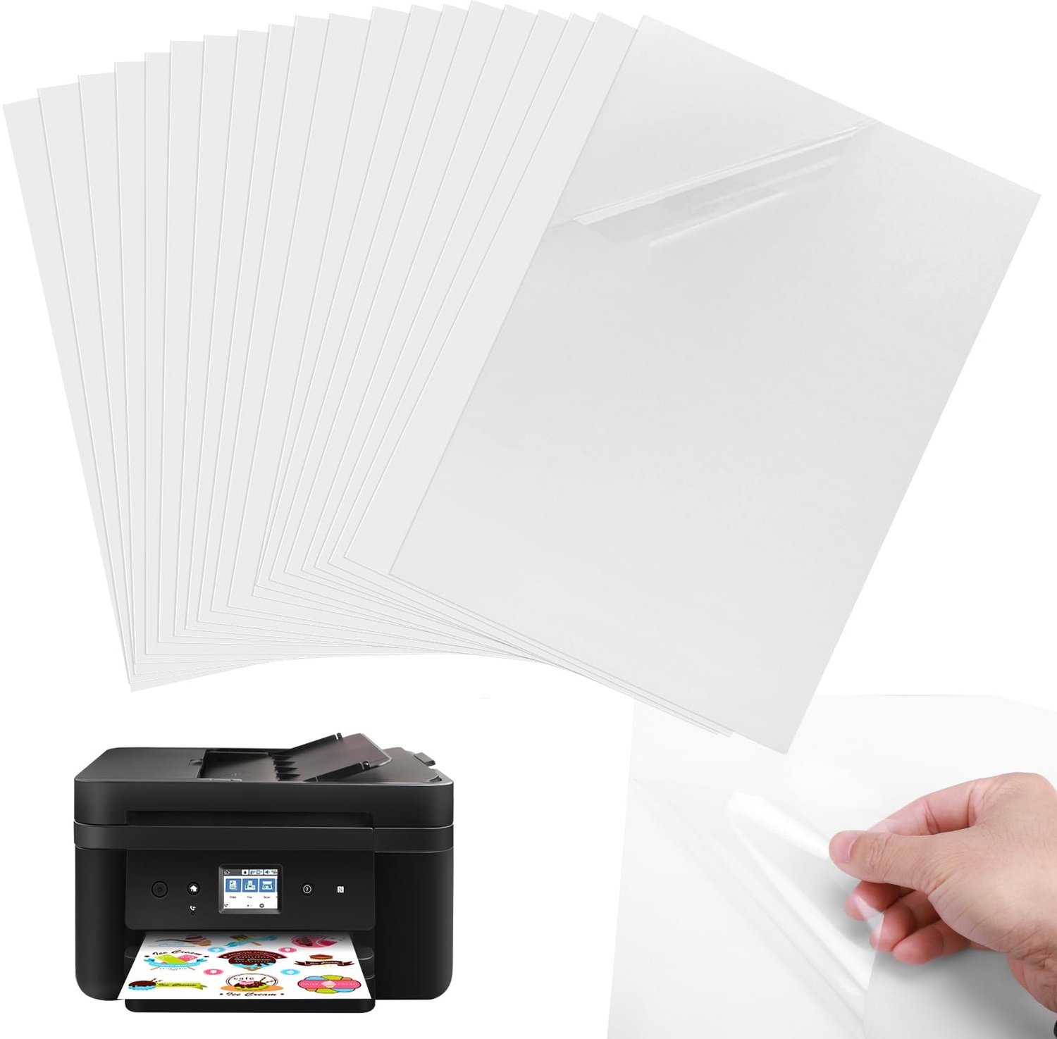 Stickerfolie A4 - 20 Vellen - Zelfklevend - Transparant - Sneldrogend - Waterdicht - Bedrukbaar voor Inkjet/Laserprinters - Stickerpapier