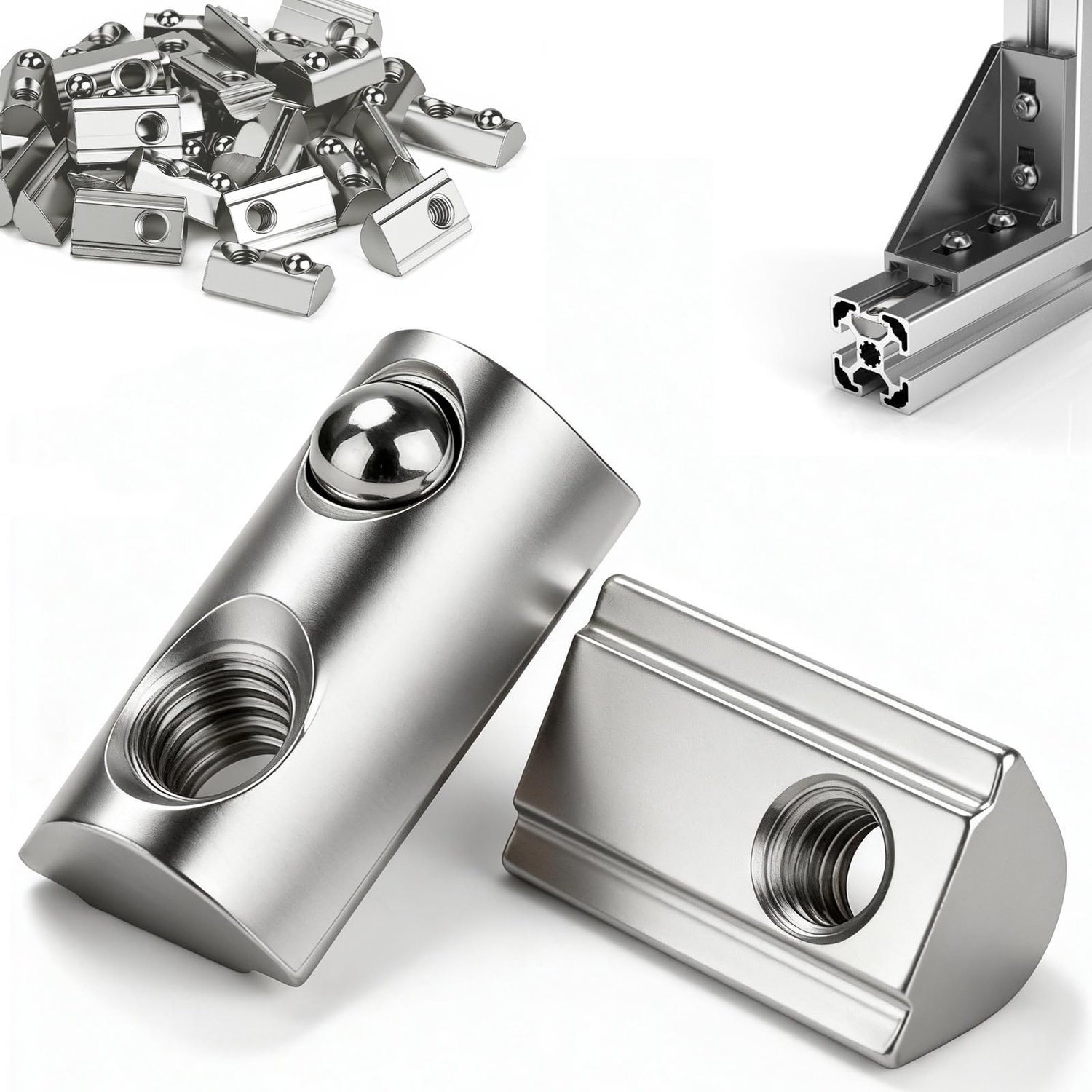 M6 Sliding Nuts met Veerballen - 80 Stuks voor Aluminium Profielen