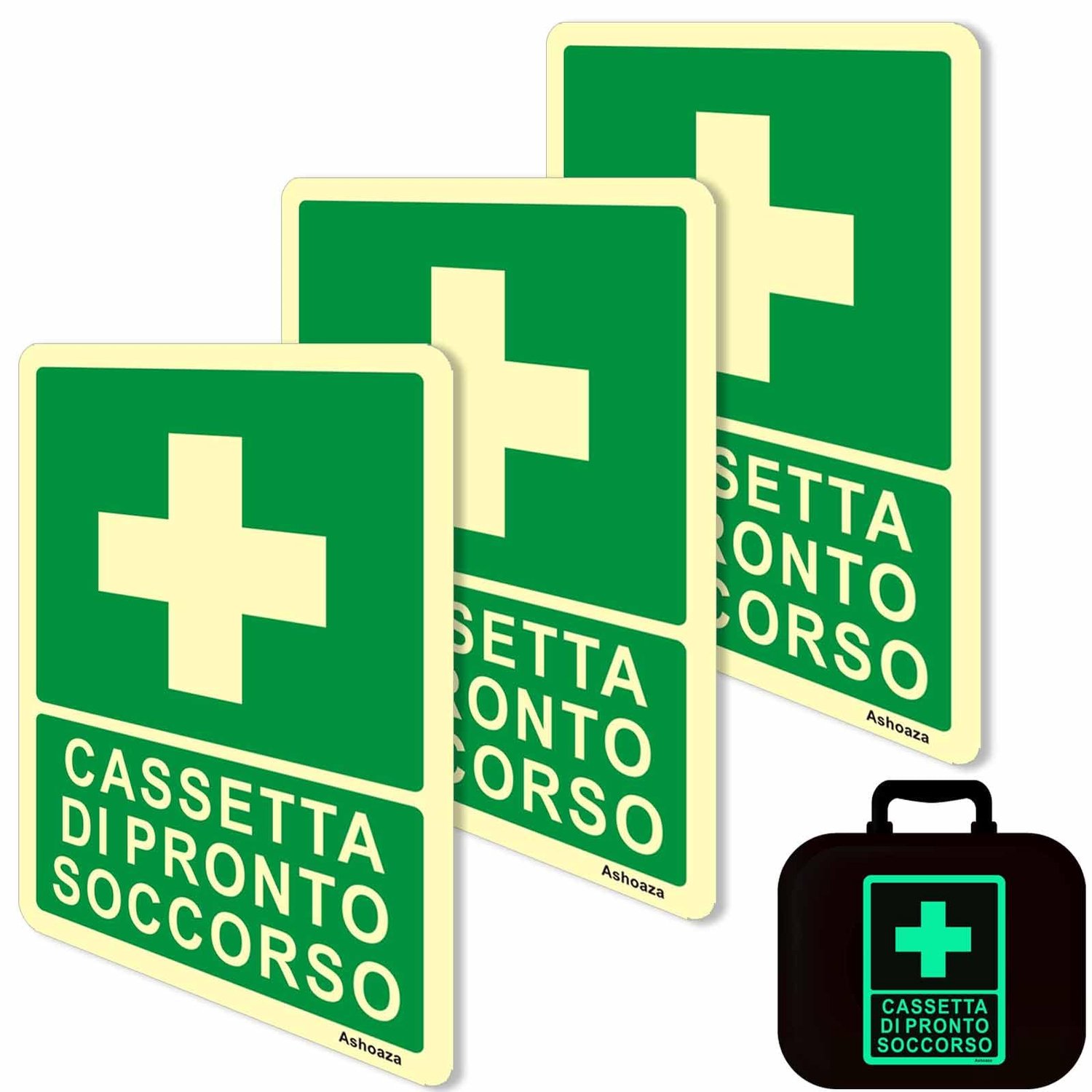 Set van 3 Zelfverlichtende Stickers voor Eerste Hulp Kits