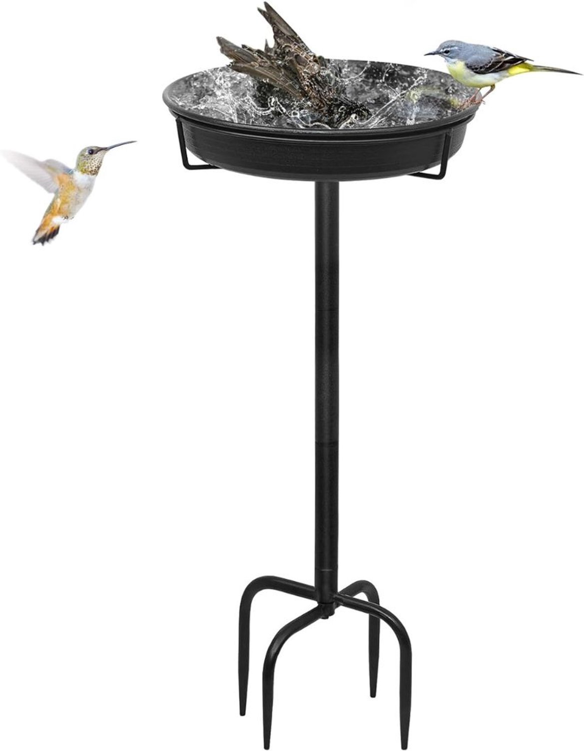 Vogelbad op Voet - Vogelhuisje op Paal - 90.5 cm - Zwart
