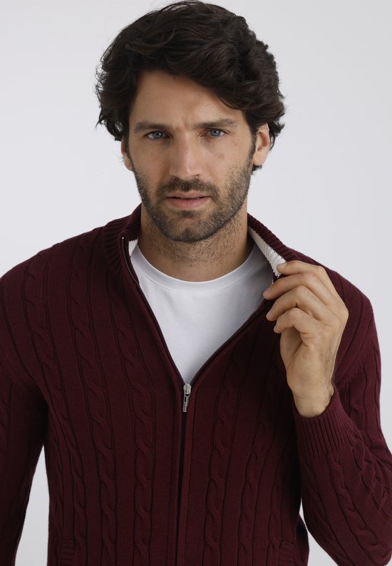 Felix Modle Felix Hardy Kabelgebreid Vest - 100% Katoen Heren Bordeaux - S | bol
