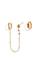 Mila - Oorbellen met Ketting - Zirkonia - Stainless Steel - Goudlief.nl