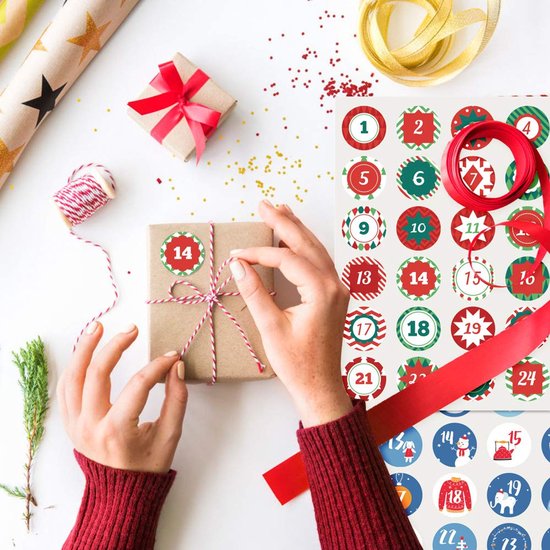 4x24 Adventskalender Stickers voor Kerstdecoraties | bol