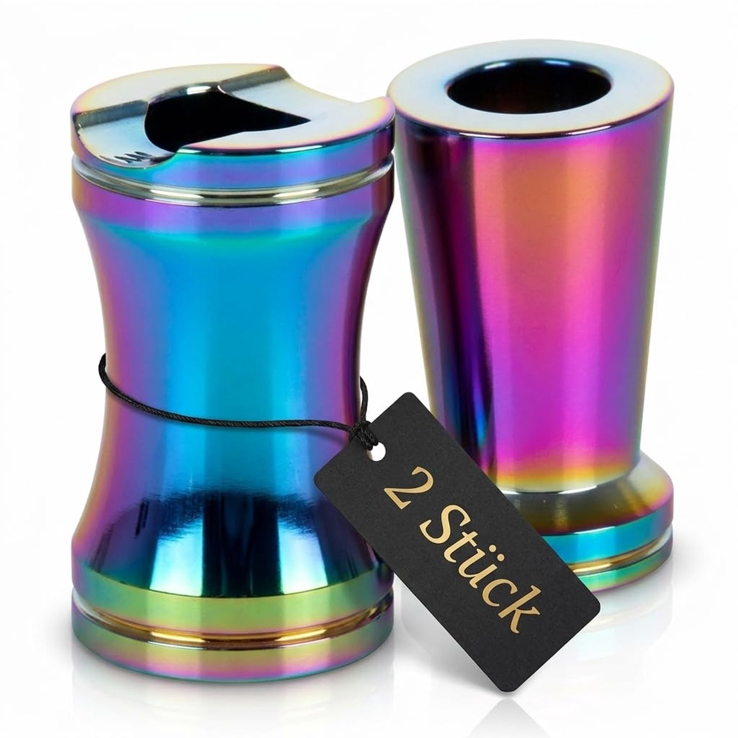 Set van 2 Elegante Metalen Asbakken - Regenboogkleur, Premium Kwaliteit