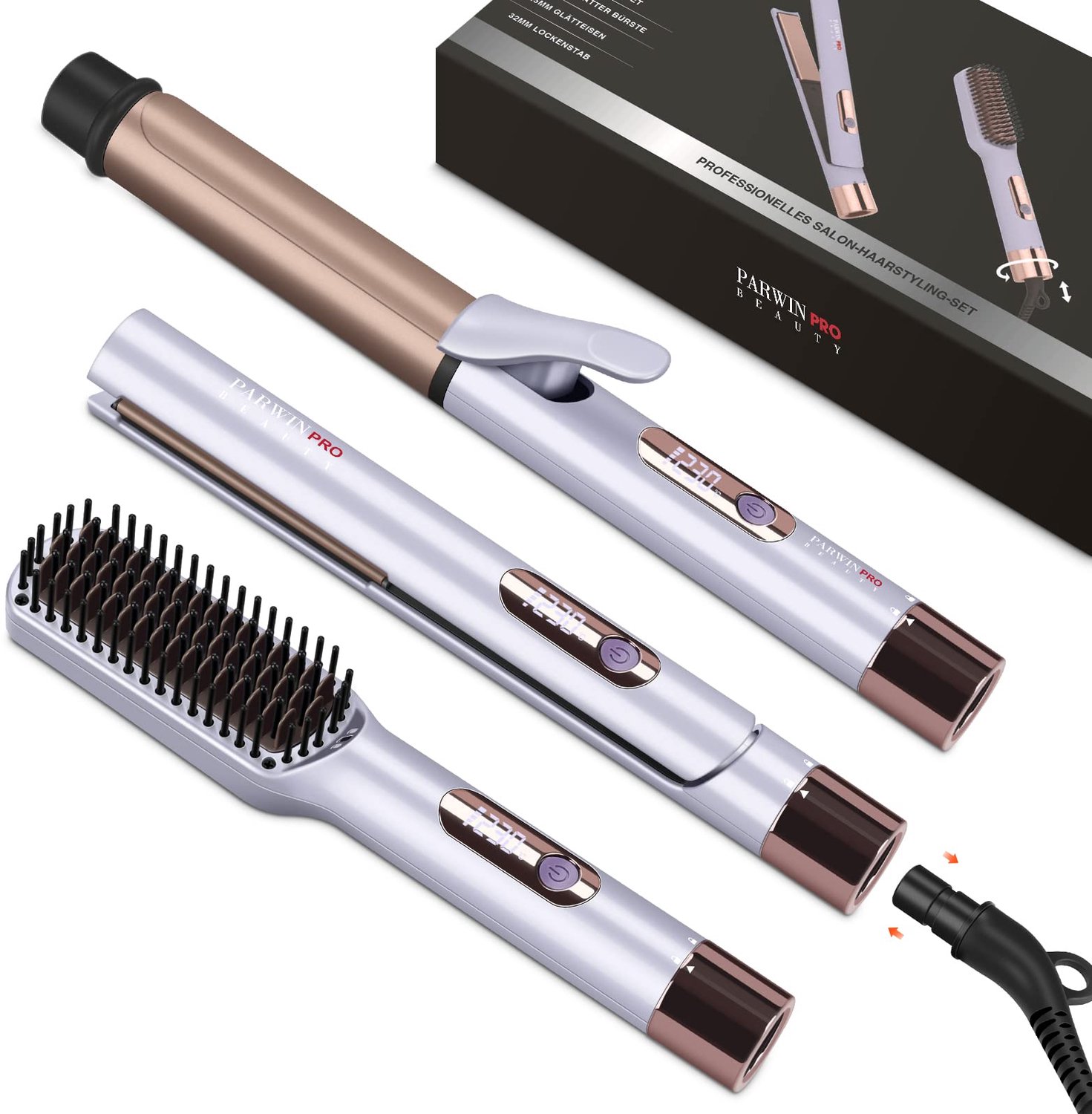 3-in-1 Styling Set met Rechte en Krulfunctie