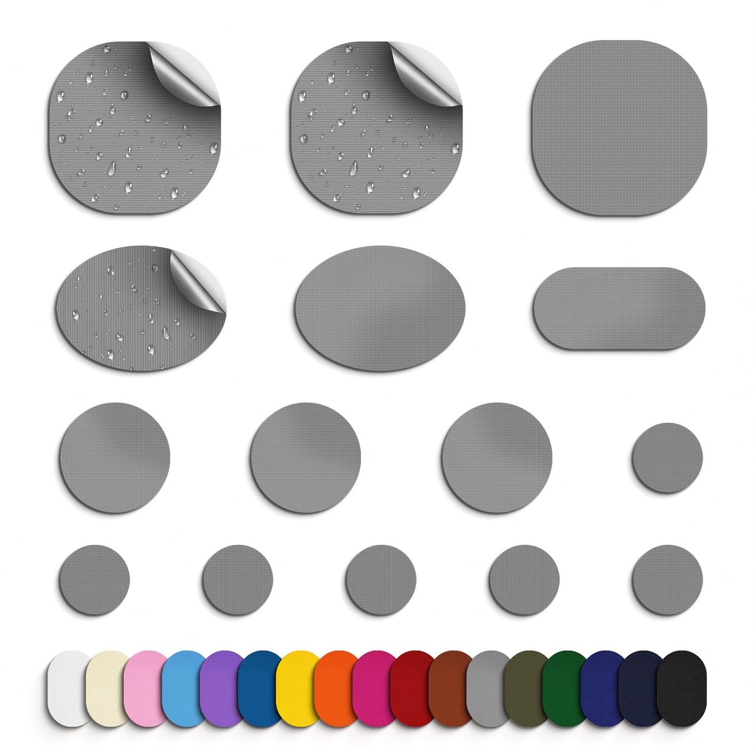 45 Stuks Nylon Reparatietape voor Donsjassen - Donkergrijs