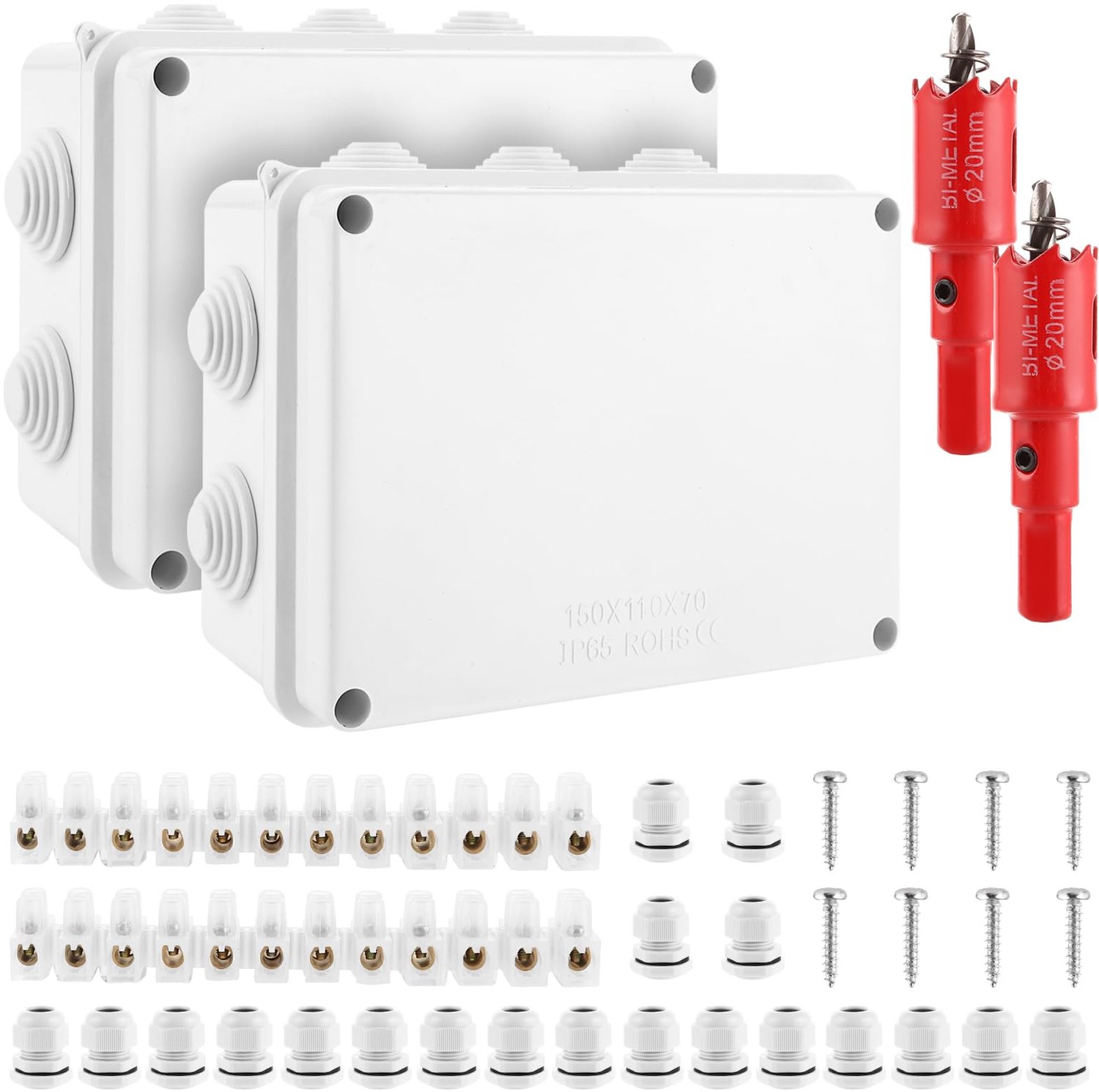 Set van 2 Waterdichte Verdeeldozen IP65
