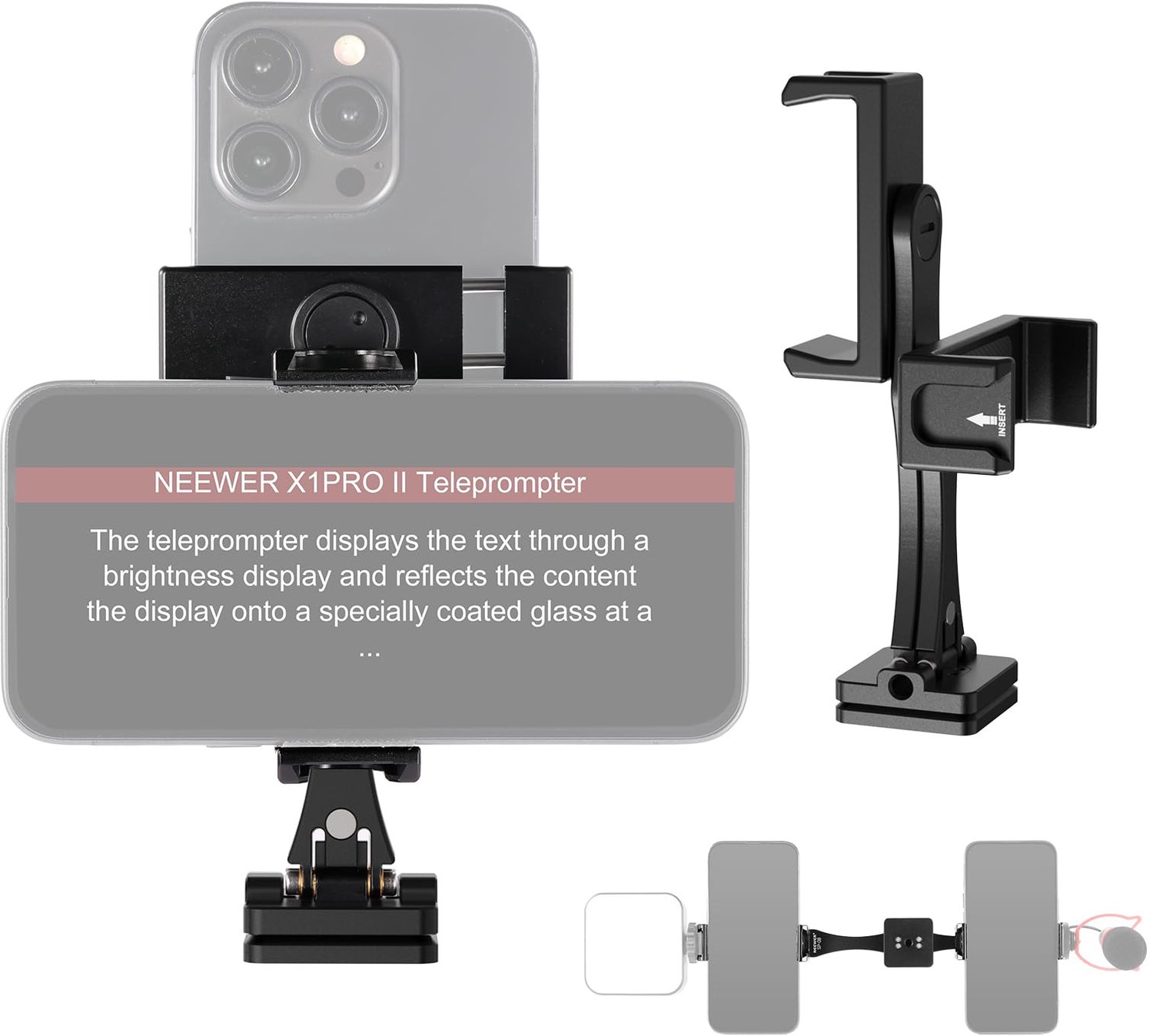 Metal Phone Tripod Adapter - 360° Rotatable met Dual Clip Holder