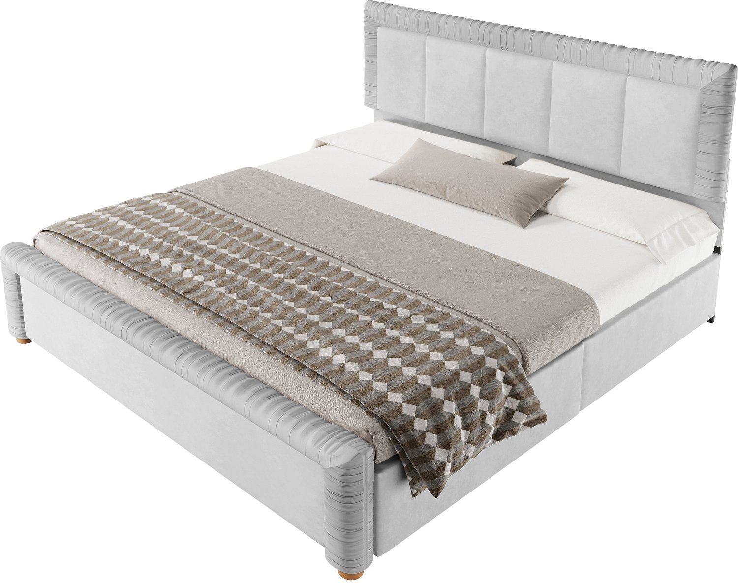 REDOM Gestoffeerd bed 180x200 cm - 2 flexibel te plaatsen lades - Fluwelen bekleding - Grijs