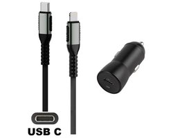 OneOne auto snellader + 0,5m OneOne USB C naar Lightning kabel. 20W lader. Universele autolader adapter past op Apple iPhone 5, iPhone 5c, iPhone 5s, iPhone 6, iPhone 6 Plus, iPhone 6s, iPhone 7, iPhone 7 Plus, iPhone 8, iPhone 8 Plus