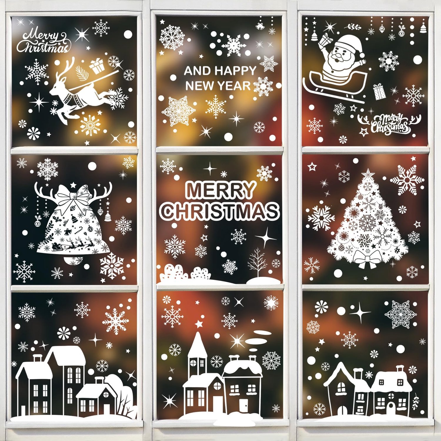 Set van 247 Kerstvensterstickers voor de Feestdagen